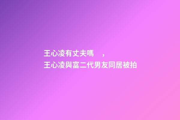 王心凌有丈夫嗎，王心凌與富二代男友同居被拍